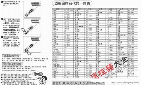 众合k9098c万能空调遥控器代码表及说